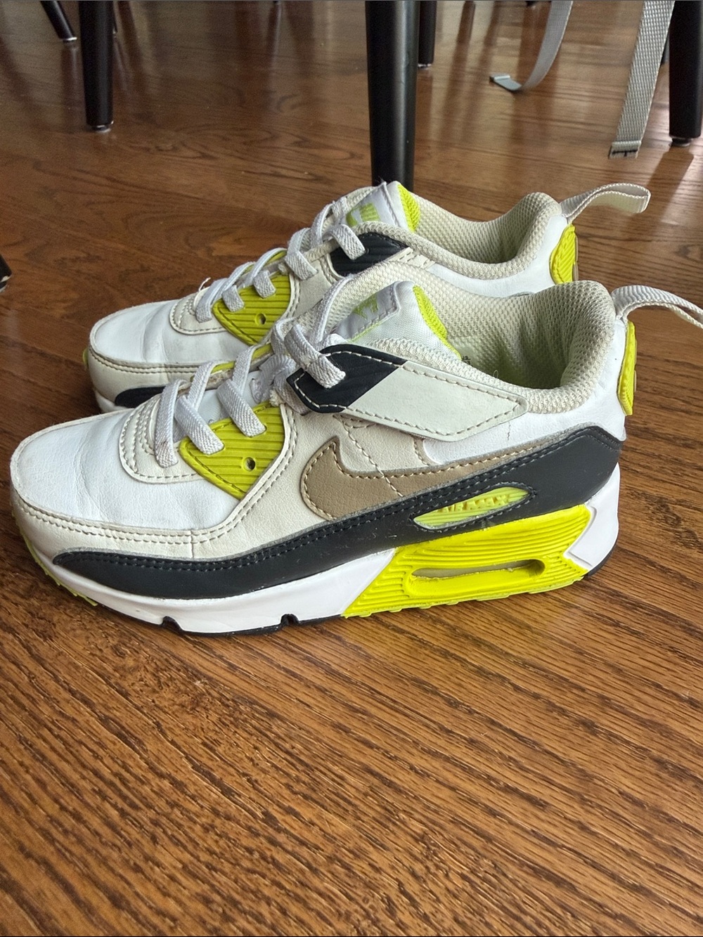 Nike Kids White, Neon Yellow & Black AirMax Sneakers
